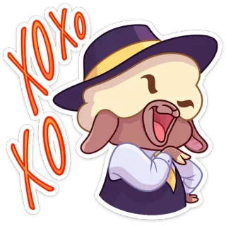 😈 XOXO sheep, xoxo, love, hugs and kisses, cartoon, animal telegram sticker