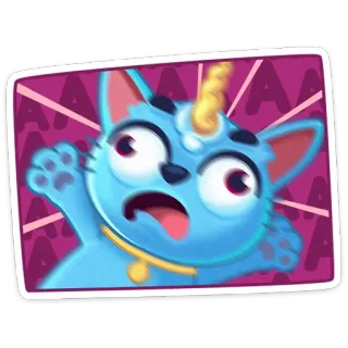 🧨 AAAAA 猫, ユニコーン, 漫画, ステッカー, 青, 動物, ファンタジー, 可愛い telegram sticker