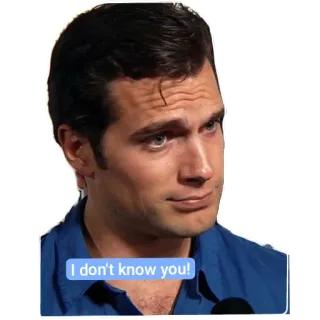 👎 Henry Cavill I don't know you! henry cavill, reaction, confused, meme, i dont know you, interview, actor whatsapp sticker