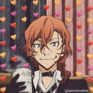 💗 Chuuya Nakahara Bungou Stray Dogs anime, Bungou Stray Dogs, Chuya Nakahara, coeurs, fanart telegram sticker
