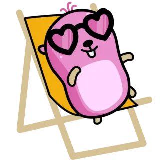 ⛱ アニメ, 動物, ハムスター, サングラス, ビーチ, リラックス, 椅子 telegram sticker