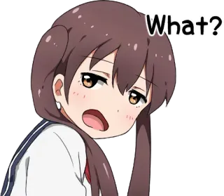 😒 What? chica anime, cuestionando, confundido, duda, dibujos animados, lindo, expresión whatsapp sticker