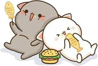 🍱 kucing, imut, kawaii, binatang, makanan, kartun telegram sticker