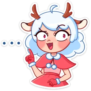 ☝️ ooo Мультфильм, Персонаж, Милый, Иллюстрация, Рога, Праздничный whatsapp sticker