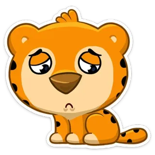😒 animal, tigre, dessin animé, triste, mignon, autocollant telegram sticker