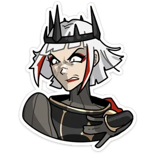 😠 adesivo, cartone animato, personaggio, regina, corona, arrabbiato telegram sticker