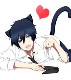 🎐 anime, neko, catboy, heart, cute, kawaii telegram sticker