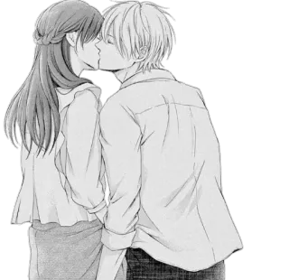 ❤ anime, manga, kissing, romance, love, couple telegram sticker
