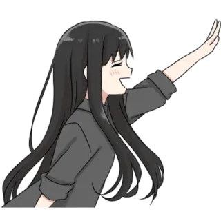 😀 Anime, Mädchen, winkend, Cartoon, lächelnd, Gruß, glücklich telegram sticker