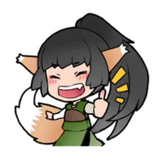 👍 chibi, fox, fox girl, anime, manga, thumbs up, cheerful telegram sticker