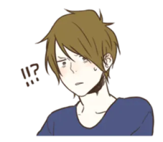 😥 !!? anime, sticker, boy, confused, shocked whatsapp sticker