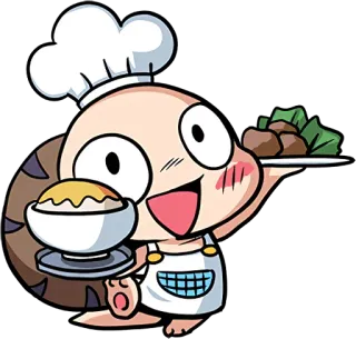 😃 chef, dibujos animados, caracol, cocina, comida, delantal, lindo whatsapp sticker