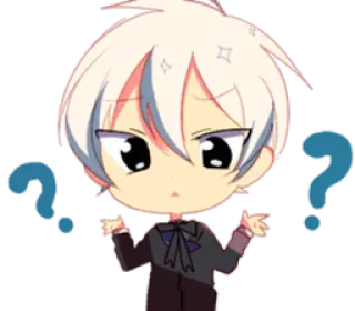 ❓ anime, chibi, confused, question marks, unsure, cute, cartoon, character whatsapp sticker