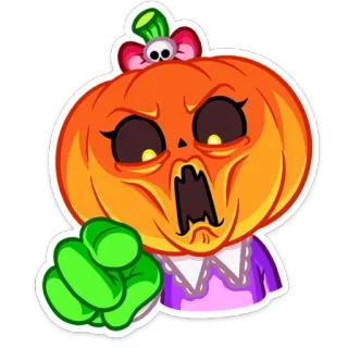 ☝️ zucca, halloween, arrabbiato, mostro, cartone animato, che indica telegram sticker