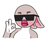 👌 konijn, dier, cartoon, bril, oké, cool whatsapp sticker