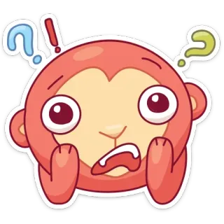 ❓ 원숭이, 혼란스러움, 질문, 느낌표, 스티커, 만화, 동물 telegram sticker