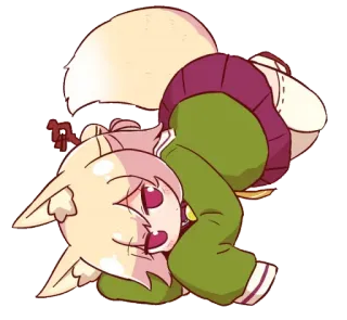 😅 Animé, Dessin animé, Mignon, Fantaisie, Oreilles d'animaux, Cheveux roses telegram sticker