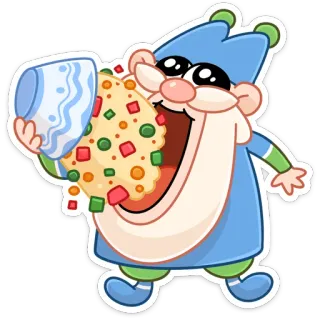 🥗 Dibujos animados, Gnomo, Comiendo, Comida, Lindo, Personaje telegram sticker