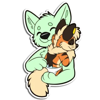 ❤️ furry, hug, cute, anthropomorphic, embrace, cartoon, animal, affectionate telegram sticker