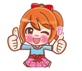 👍 ยย hoạt hình, cô gái, dễ thương, ngón tay cái, kawaii, anime telegram sticker