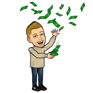💰 dinero, efectivo, dibujo animado, avatar, celebración whatsapp sticker
