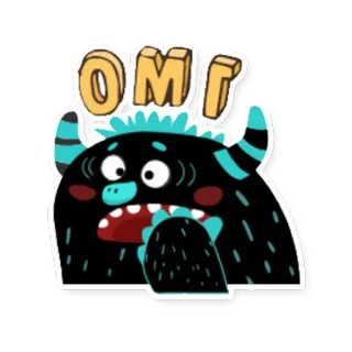 😳 OMG monstro, desenho animado, meu deus, exclamação, fofo, engraçado, chocado whatsapp sticker