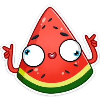 ☺️ melancia, fruta, comida, desenho animado, fofo, emoji, adesivo whatsapp sticker