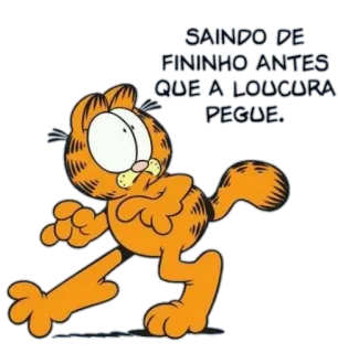 😳 Garfield SAINDO DE FININHO ANTES QUE A LOUCURA PEGUE. gato, desenho animado, Garfield, engraçado, meme telegram sticker