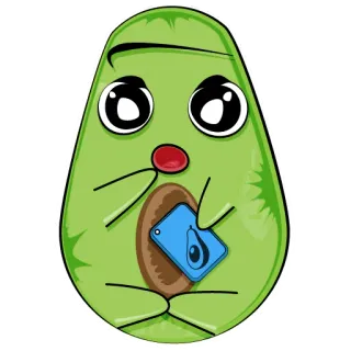 😲 avocat, dessin animé, nourriture, fruit, emoji, personnage, autocollant telegram sticker