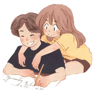 😁 pasangan, cinta, gambar, sketsa, seni, ilustrasi, kartun, imut telegram sticker