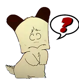 ❓ Kreskówka, Pies, Zdezorientowany, Znak zapytania, Smutny telegram sticker