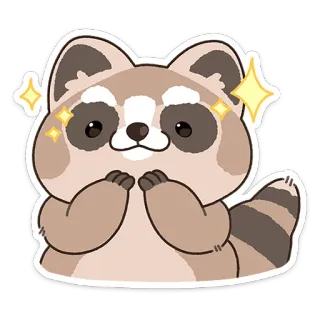 😔 rakun, hewan, lucu, kawaii, kartun, stiker whatsapp sticker