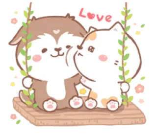 🤗 Love cartoni animati, cane, gatto, animali, amore, altalena telegram sticker