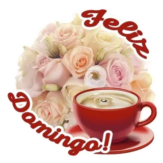 😶 Feliz Domingo! feliz, domingo, café, flores, saudação telegram sticker