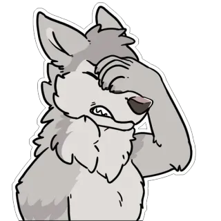 🤦‍♂️ wolf, furry, verlegen, facepalm, antropomorf telegram sticker