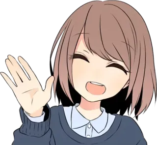 😄 Anime, Dziewczyna, Kreskówka, Słodkie, Przyjazny, Machanie, Ilustracja, Pozdrowienie telegram sticker