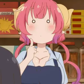 😥 Ilulu Miss Kobayashi's Dragon Maid A CHOCOLATE Anime, Drache, Ilulu, süß, rosa Haare, überrascht telegram sticker
