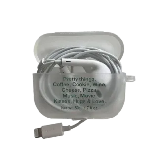 ☹️ Pretty things, Coffee, Cookie, Wine, Cheese, Pizza, Music, Movie, Kisses, Hugs & Love. Net wt. 50g, 1.7 fl oz. telegram sticker