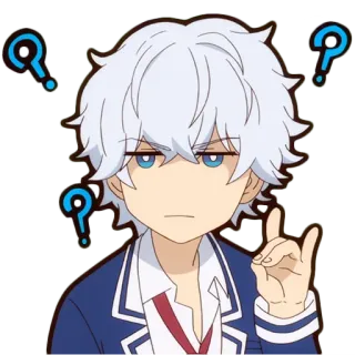 🧐 Anime, Signos de interrogación, Personaje, Chico, Dibujos animados, Ilustración telegram sticker