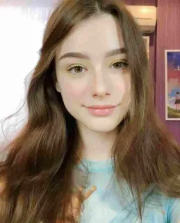 ❤ 인물 사진, 여자, 사람, 미소, 갈색 머리, 실내 telegram sticker