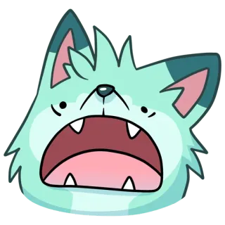 🥘 dessin animé, chat, animal, bleu, autocollant, mignon, en colère, drôle telegram sticker