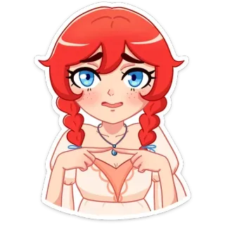 🥺 อนิเมะผู้หญิง, การ์ตูน, ผมแดง, ตาสีฟ้า, ตัวละคร, ผู้หญิง, ภาพประกอบ whatsapp sticker