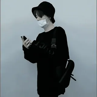 🫀 person, phone, mask, hat, black, casual, korean, man telegram sticker
