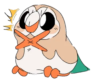 🙅 Rowlet Brindibou, Pokémon, mignon, hibou telegram sticker