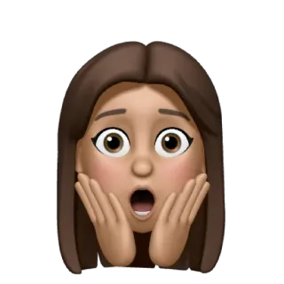 ❤️ Emoji, Rosto, Chocado, Expressão, Desenho animado, Mulher whatsapp sticker