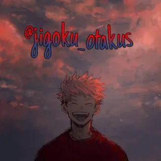 💥 @jigoku_otakus anime, manga, langit, merah, awan, tersenyum, orang telegram sticker