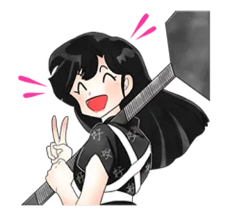 😁 Anime, Dziewczyna, Młotek, Pokój, Kreskówka, Wesoły whatsapp sticker