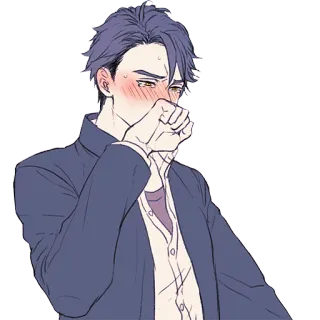 😭 anime, school uniform, blushing, male, embarrassed, nervous telegram sticker