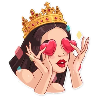 😍 rainha, corações, amor, beleza, moda, coroa, mulher, menina telegram sticker