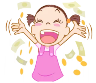💸 Dibujo animado, Feliz, Dinero, Celebración, Chica, Emocionado telegram sticker